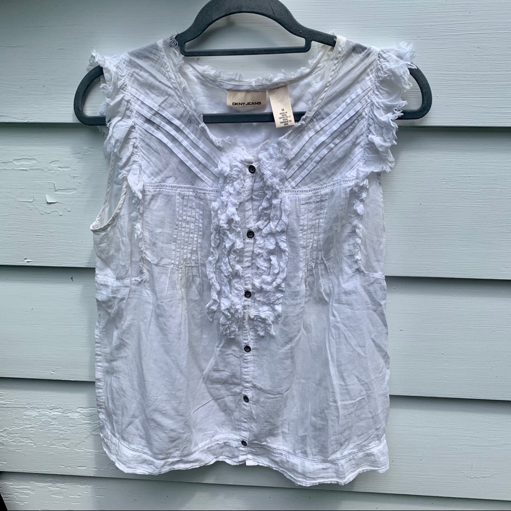 DKNY JEANS  sleeveless ruffled top